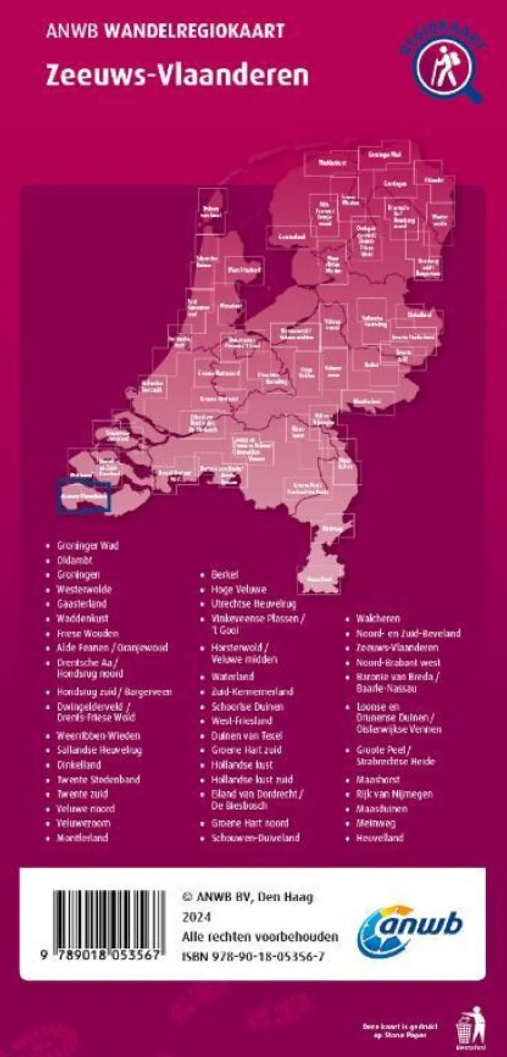 ANWB Benelux|Wandelregiokaart Zeeuws-Vlaanderen