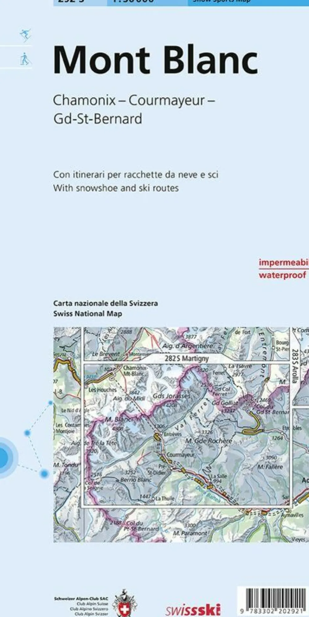 Bundesamt - Swisstopo Zwitserland|Frankrijk|Skitoerkaart 292s Mont Blanc - Chamonix
