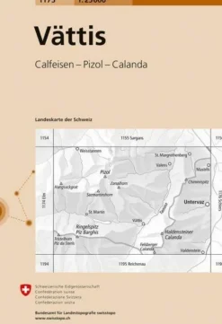 Bundesamt - Swisstopo Zwitserland|Topografische kaart 1175 Vättis
