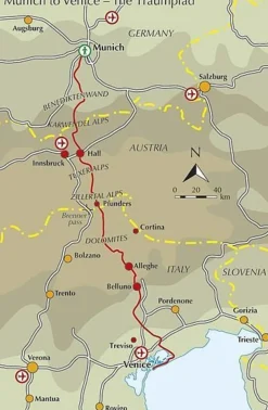 Cicerone Duitsland|Italië & Malta|Wandelgids Trekking Munich to Venice
