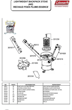 Coleman Branderonderdelen|Valve Assembly 201020 voor Peak 1 Stove en Exponent Feather Stove