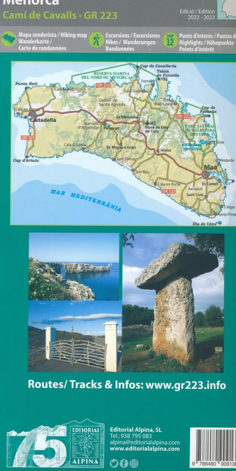 Editorial Alpina Spanje & Portugal|Wandelkaart Menorca GR223 gids & kaart