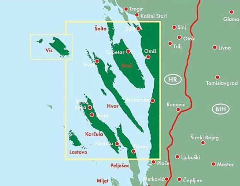 Freytag en Berndt Balkan, Griekenland & Cyprus|Wegenkaart Dalmatische Kust 3 Brac Hvar