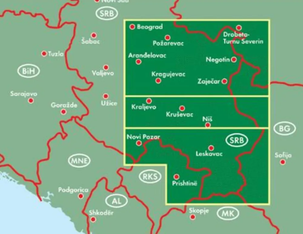 Freytag en Berndt Balkan, Griekenland & Cyprus|Wegenkaart Zuidelijk-Servië