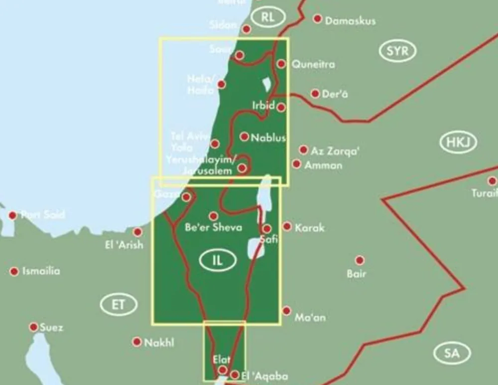 Freytag en Berndt Midden-Oosten|Wegenkaart Israël en Palestina