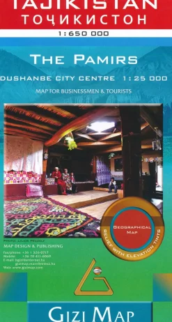 Gizi Map Centraal-Azië|Wegenkaart Tadzjikistan Geografisch