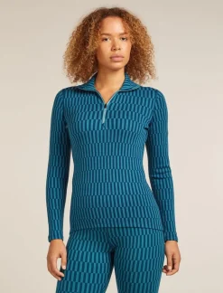 DAMES Icebreaker Truien|Ondergoed Dames|W Merino 260 Tech Vertex LS Half Zip Snow Grid AO