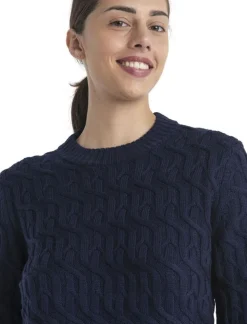 DAMES Icebreaker Truien|W Merino cable crew sweater