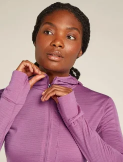 DAMES Icebreaker Vesten|W Merino Realfleece Descender LS Zip Hoodie