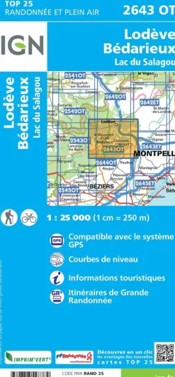 IGN Frankrijk|2643OT Lodève Bédarieux Lac du Salagou