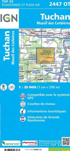 IGN Frankrijk|2447OT Tuchan Massif des Corbières