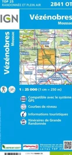 IGN Frankrijk|2841OT Vézénobres Moussac