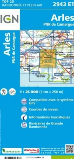 IGN Frankrijk|Wandelkaart 2943et Arles