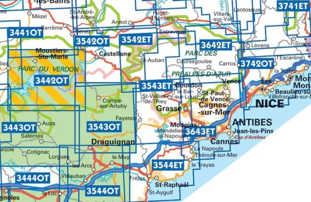 IGN Frankrijk|Wandelkaart 3643et Cannes - Grasse
