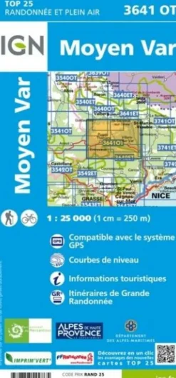 IGN Frankrijk|Wandelkaart 3641ot Moyen Var