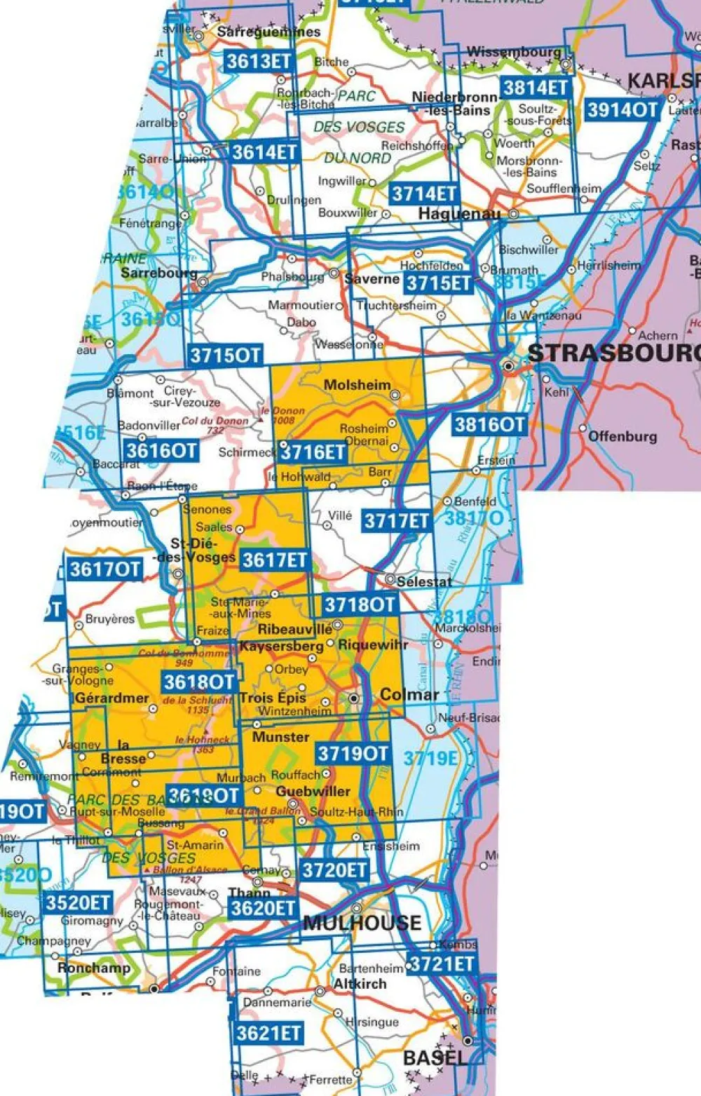 IGN Frankrijk|Wandelkaart 3718ot Selestat - Col du Bonhomme