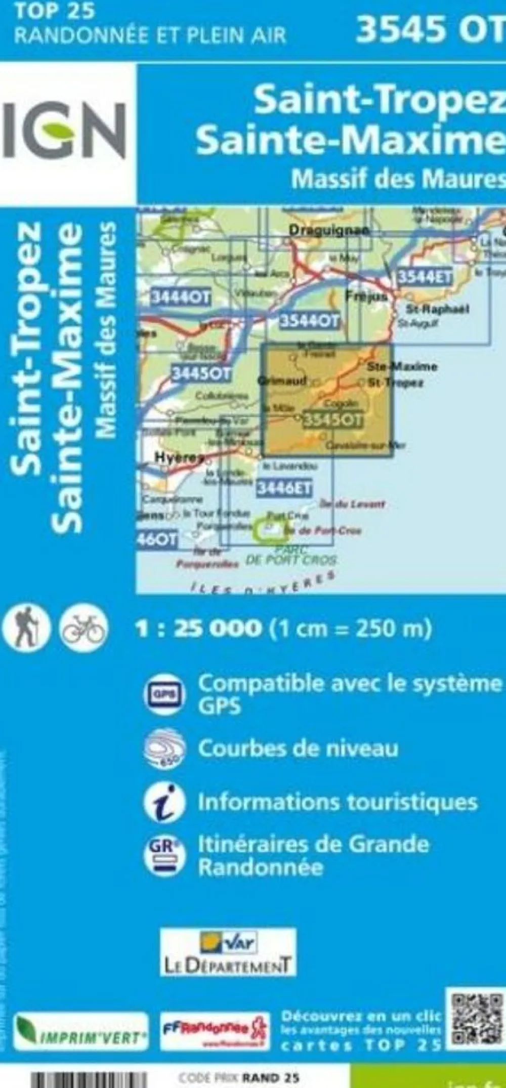 IGN Frankrijk|Wandelkaart 3545ot St-Tropez Ste-Maxime