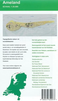kaartenenatlassen Benelux|Topografische (wandel)kaart Ameland