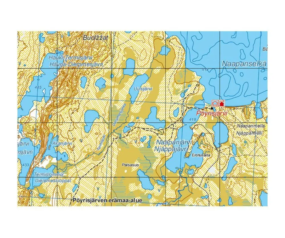 Karttakeskus FInland Scandinavië & Ijsland|Wandelkaart Pöyrisjärvi Näkkälä Kalkujärvi