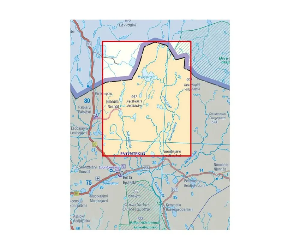 Karttakeskus FInland Scandinavië & Ijsland|Wandelkaart Pöyrisjärvi Näkkälä Kalkujärvi