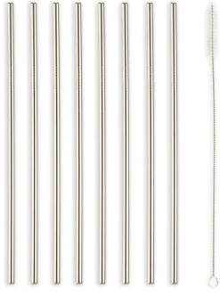Kikkerland Flessen & Waterzakken|Stainless straws s/10