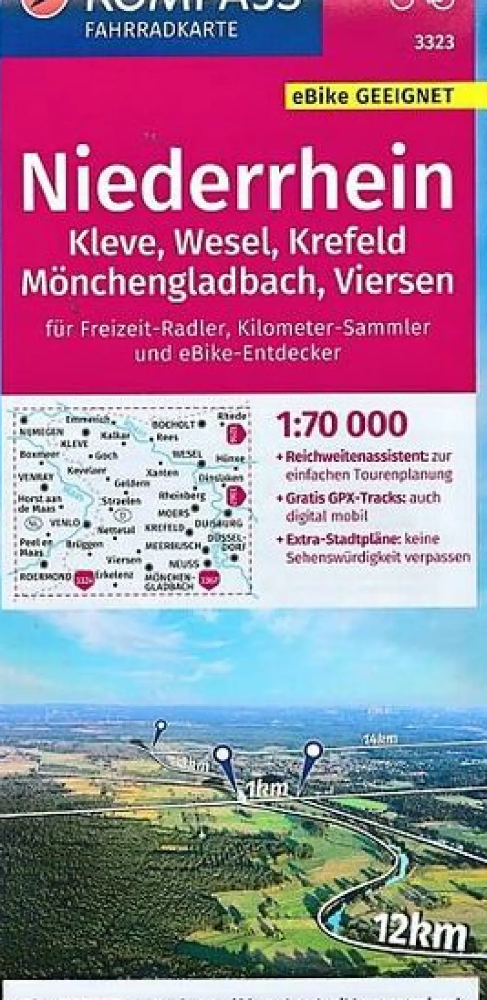 Kompass Duitsland|Fietskaart 3323 Niederrhein