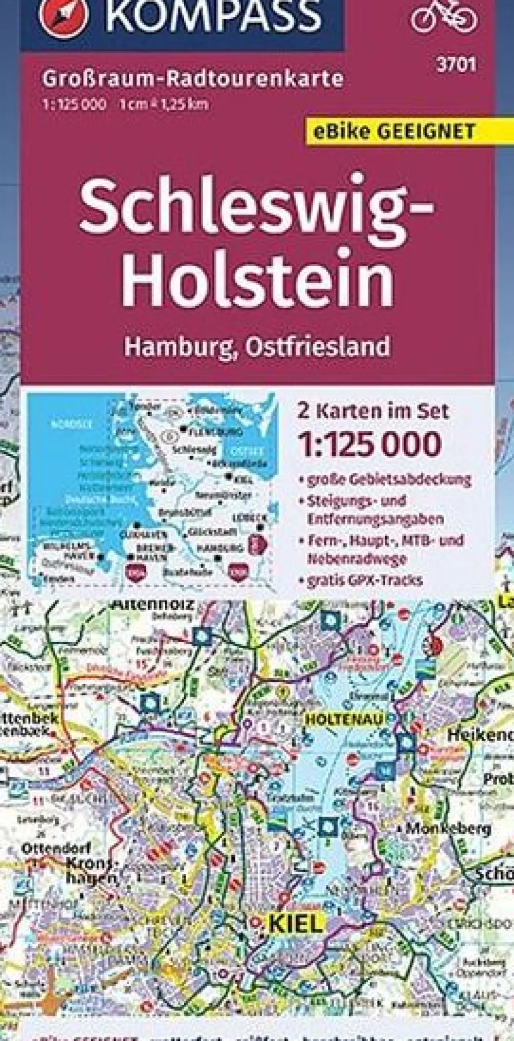 Kompass Duitsland|Fietskaart GRK3701 Schleswig-Holstein