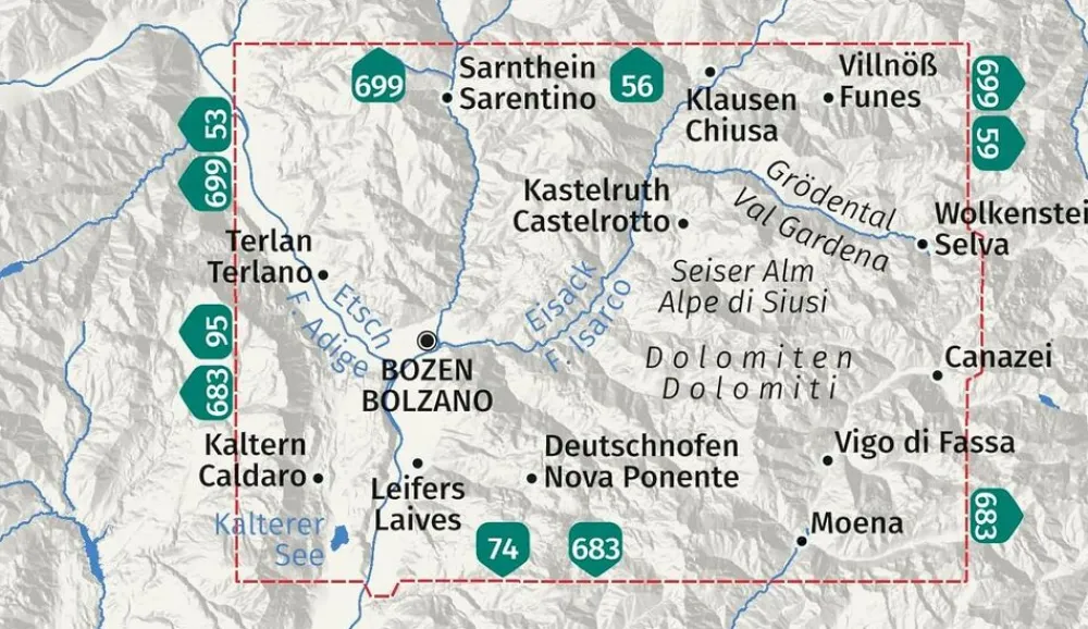 Kompass Italië & Malta|Wandelkaart 54 Bozen/Bolzano und...