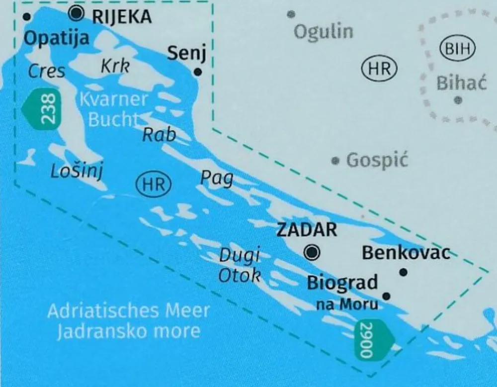 Kompass Balkan, Griekenland & Cyprus|Wandelkaart 2901 Daltmatische Kust Noord