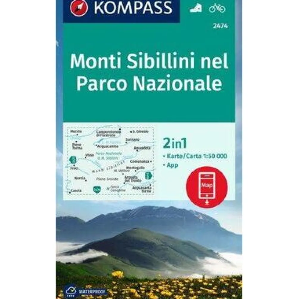 Kompass Italië & Malta|Wandelkaart 2474 Monti Sibillini