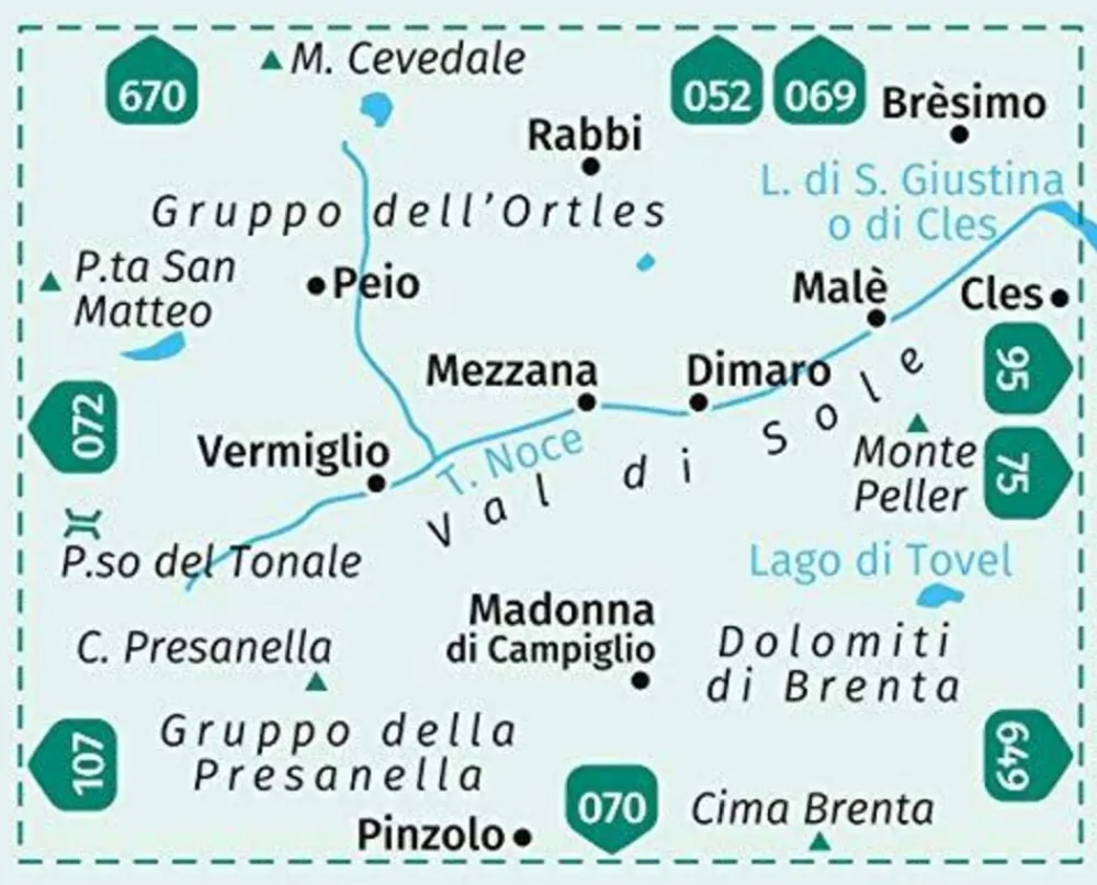 Kompass Italië & Malta|Wandelkaart 119 Val di Sole, Madonna di Campiglio