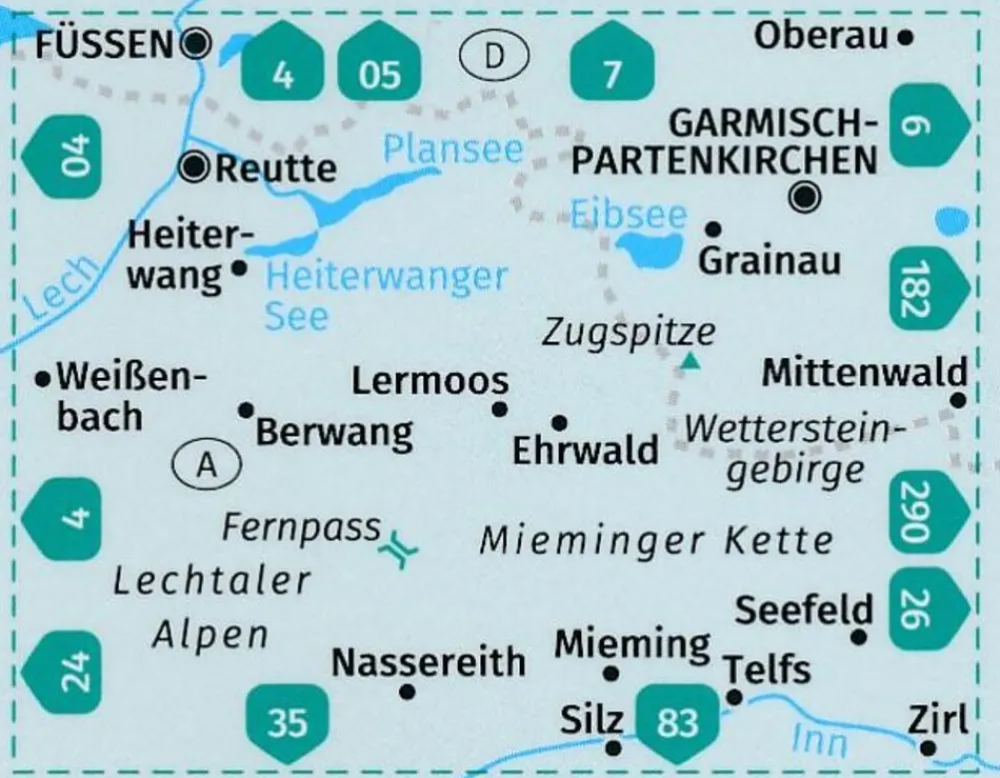 Kompass Duitsland|Wandelkaart 25 Zugspitze, Mieminger Kette