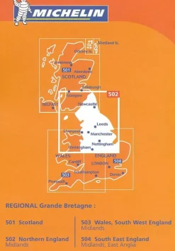 Michelin Groot-Brittanië & Ierland|Wegenkaart 502 Engeland Noord & Midlands