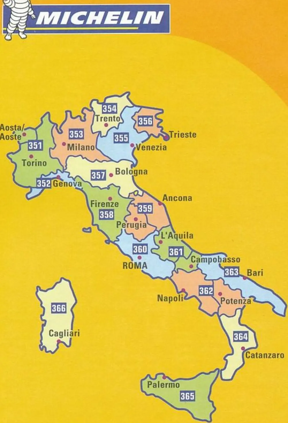 Michelin Italië & Malta|Wegenkaart 359 Umbrië Le Marche