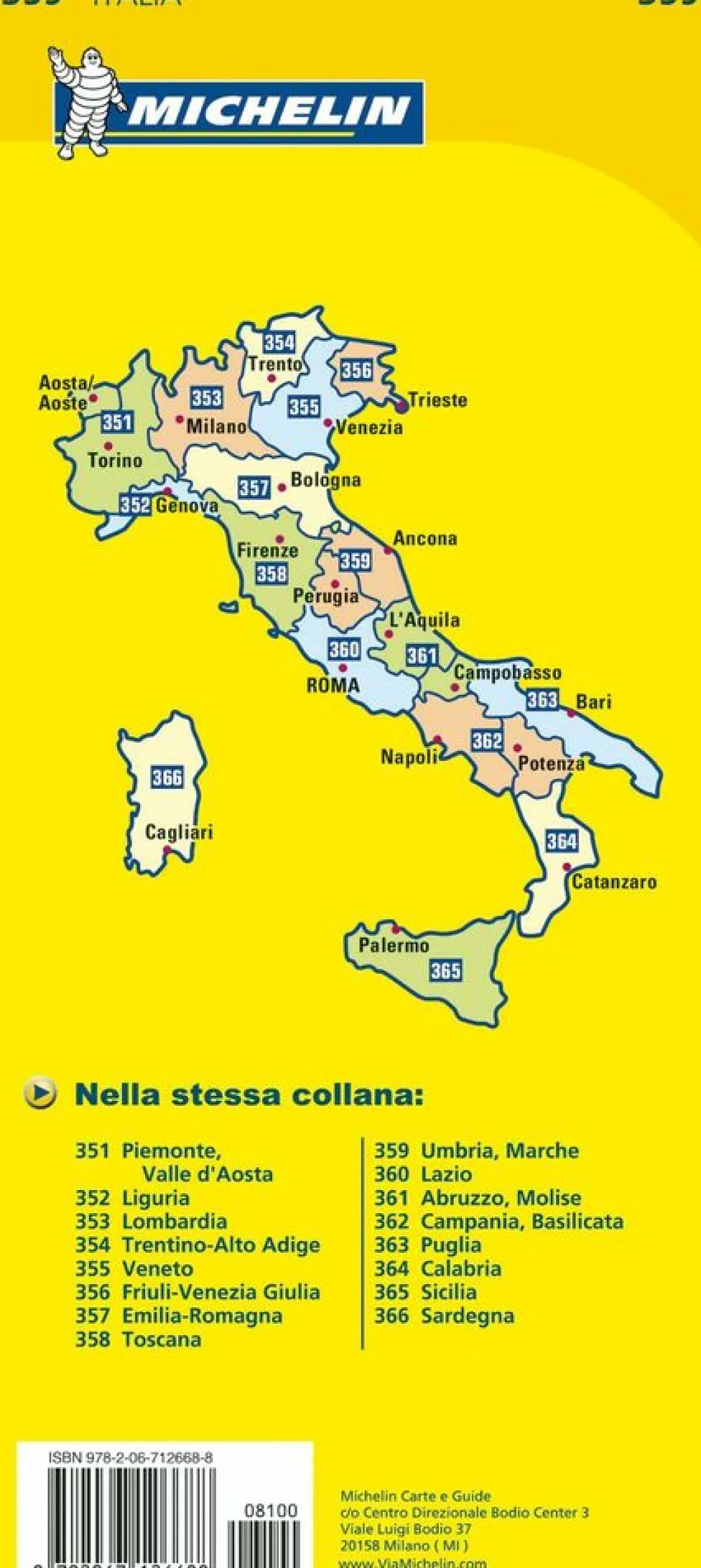 Michelin Italië & Malta|Wegenkaart 359 Umbrië Le Marche