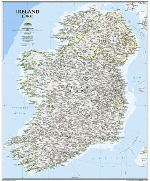 National Geographic Wandkaarten & Reliëfkaarten|Groot-Brittanië & Ierland|Wandkaart Ierland