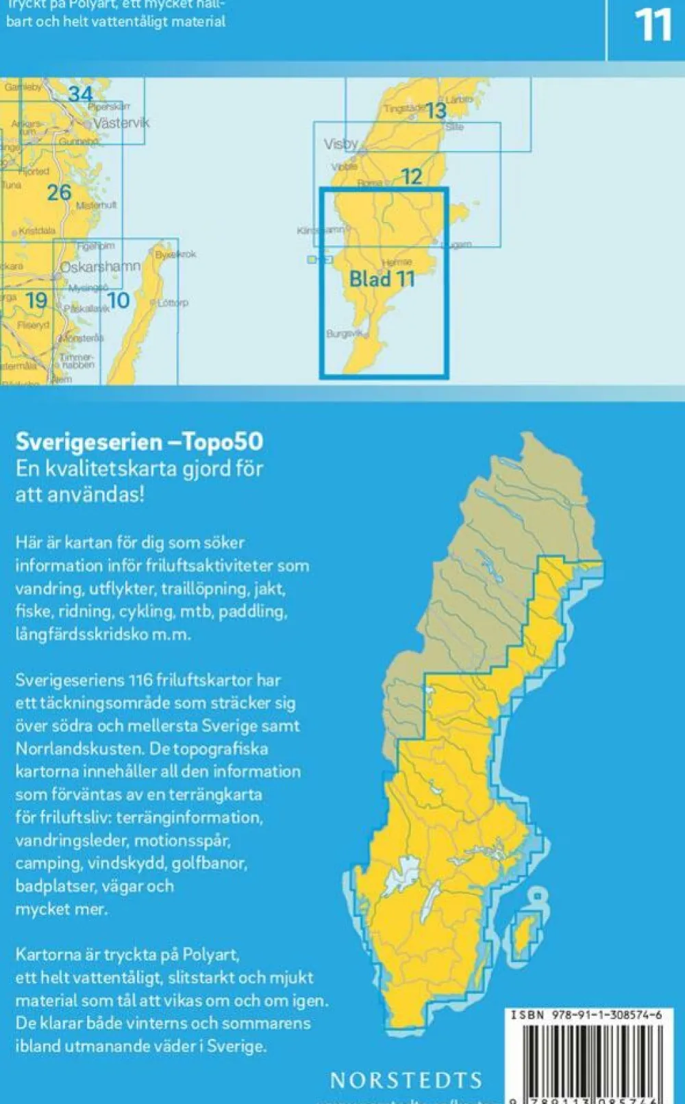 Norstedts Zweden Scandinavië & Ijsland|Topografische wandelkaart 11 Södra Gotland
