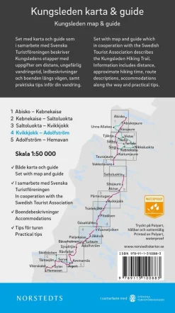 Norstedts Zweden Scandinavië & Ijsland|Wandelkaart Kungsleden 4 - Kvikkjokk - Adolfström