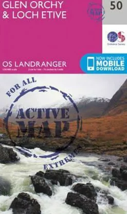 Ordnance Survey Groot-Brittanië & Ierland|Glen Orchy & Loch Etive active 050 1/50