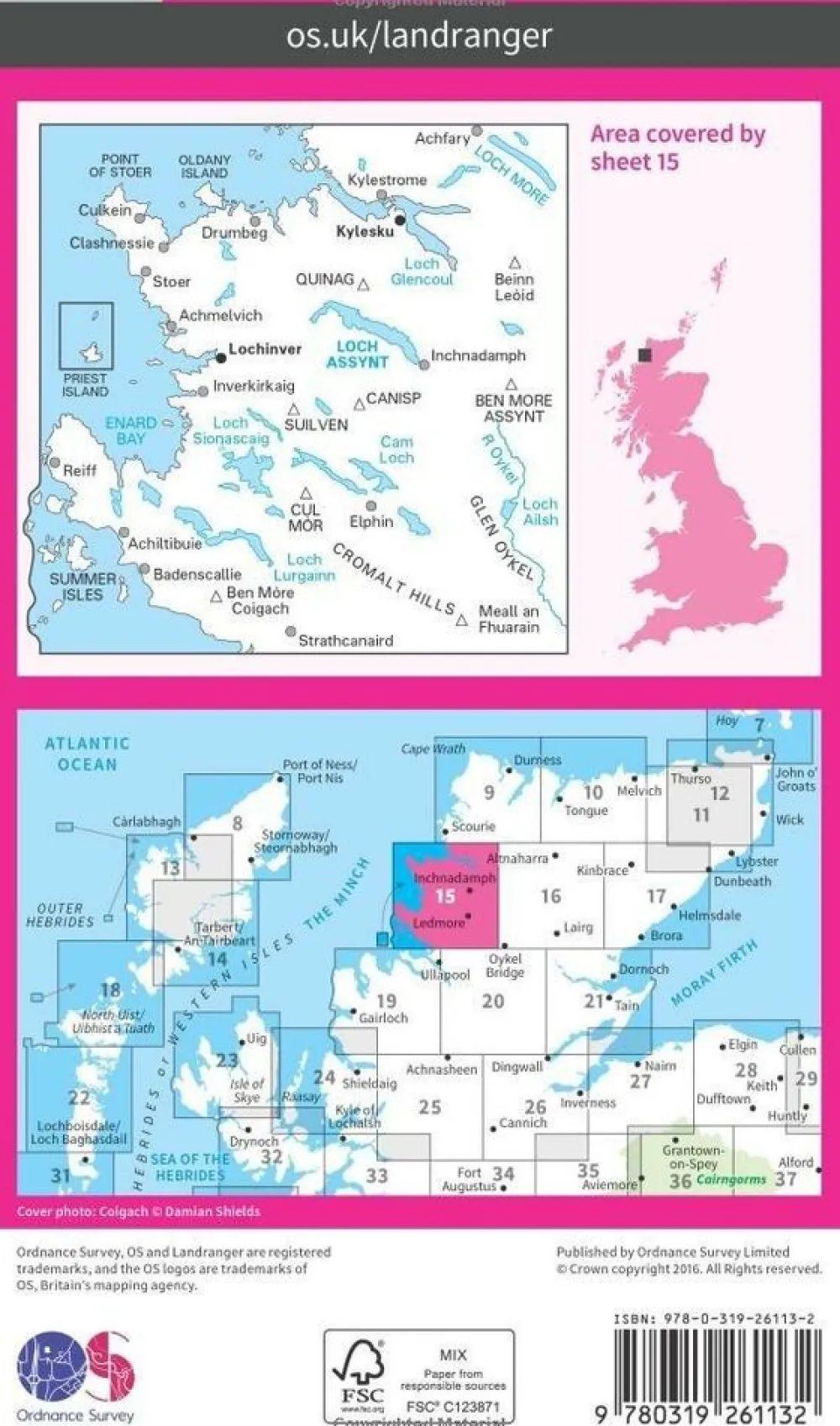 Ordnance Survey Groot-Brittanië & Ierland|Wandelkaart 015 Loch Assynt