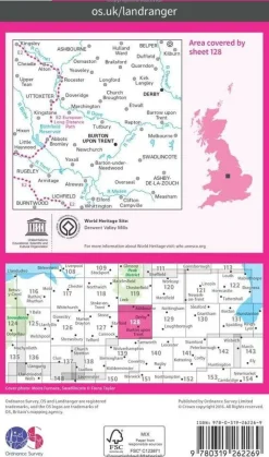 Ordnance Survey Groot-Brittanië & Ierland|Wandelkaart 128 Derby & Burton upon Trent