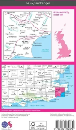 Ordnance Survey Groot-Brittanië & Ierland|Wandelkaart 189 Ashford - Romney Marsh