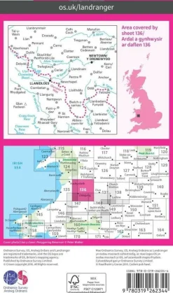 Ordnance Survey Groot-Brittanië & Ierland|Wandelkaart 136 Newtown - Llanidloes