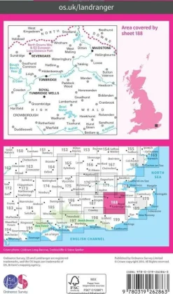 Ordnance Survey Groot-Brittanië & Ierland|Wandelkaart 188 Maidstone & Royal Tunbridge Wells