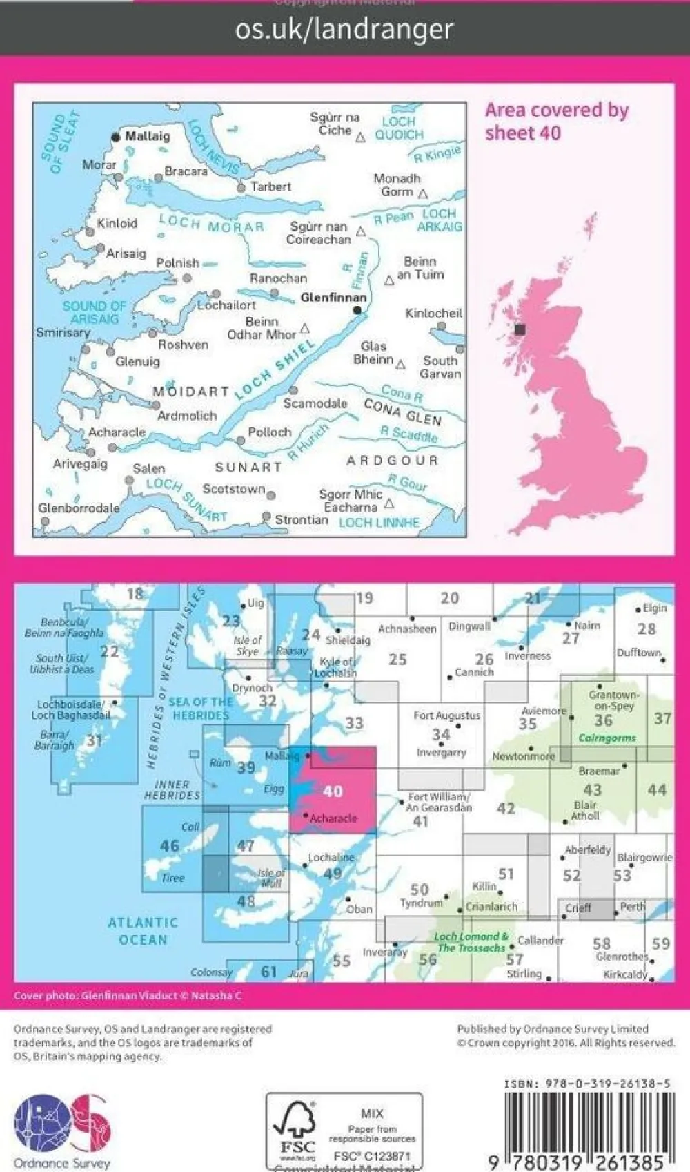 Ordnance Survey Groot-Brittanië & Ierland|Wandelkaart 040 Mallaig & Glenfinnan