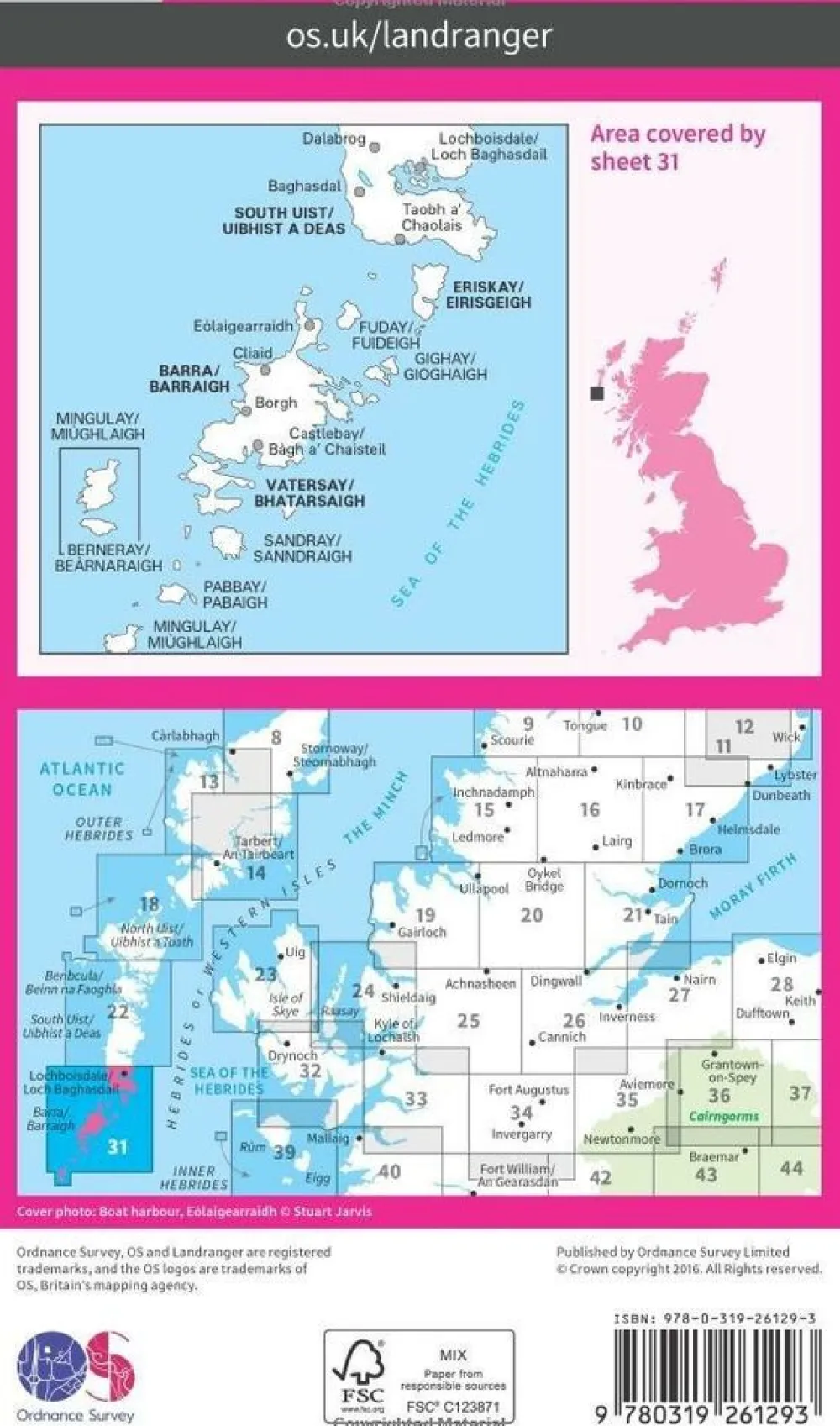 Ordnance Survey Groot-Brittanië & Ierland|Wandelkaart 031 Barra & South Uist