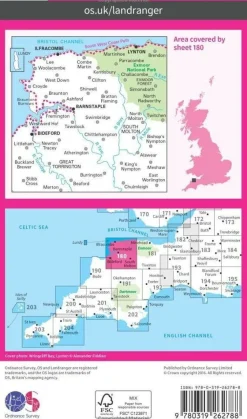 Ordnance Survey Groot-Brittanië & Ierland|Wandelkaart 180 Barnstaple & Ilfracombe