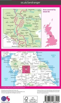 Ordnance Survey Groot-Brittanië & Ierland|Wandelkaart 098 Wensleydale & Upper Wharfedale