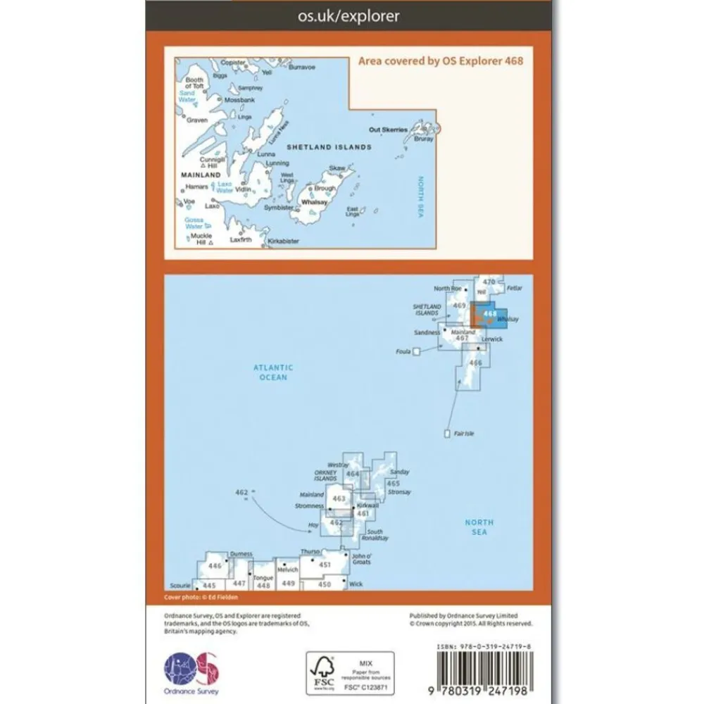 Ordnance Survey Groot-Brittanië & Ierland|Wandelkaart Explorer OL468 Shetland Mainland North East