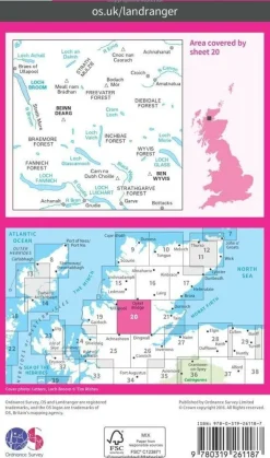 Ordnance Survey Groot-Brittanië & Ierland|Wandelkaart 020 Beinn Dearg & Loch Broom